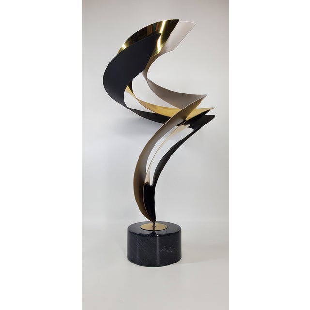 Vintage Curtis Jere Triple Spiral Ribbon Flame Metal Sculpture Signed 1996 For Sale - Image 16 of 18