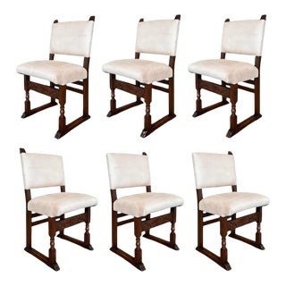 19th Spanish Carved Walnut Dining Chairs - Set of 6 For Sale