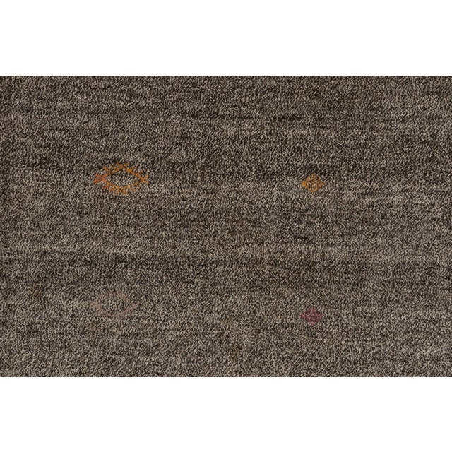 Vintage Turkish Kilim Rug in Gray Solid Striae, Subdued Multihued Embroidery For Sale In New York - Image 6 of 7