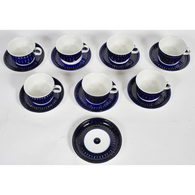 Mid 20th Century Vintage Arabia Finland "Valencia" Teacups and Saucers Designed by Ulla Procopé Set of 15 For Sale - Image 5 of 7