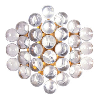 Cluster Wall Sconce Crystal Balls and Gold-Plated Brass by Christoph Palme for Palwa, 1960 For Sale