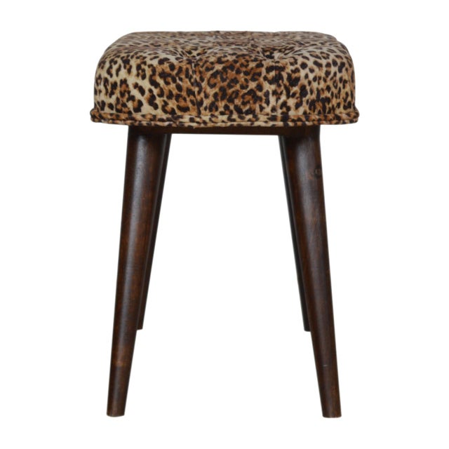 Animal Print Velvet Bench With Deep Button Seat For Sale - Image 4 of 7