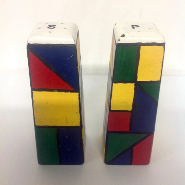 Piet Mondrain Style HardWood Salt & Pepper Shakers For Sale In Dallas - Image 6 of 6