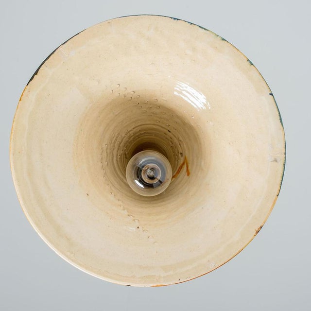 1970s Cone Beige Orange Ceramic Pendant Light, 1970 For Sale - Image 5 of 15
