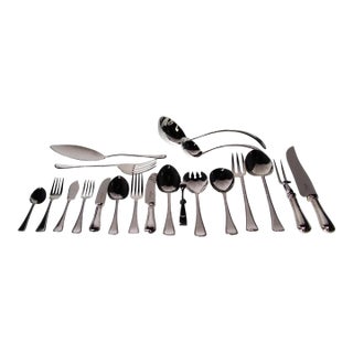 New Silver Flatware Set for 12- 119 Pieces Feather Edge Pattern- Complete Set For Sale