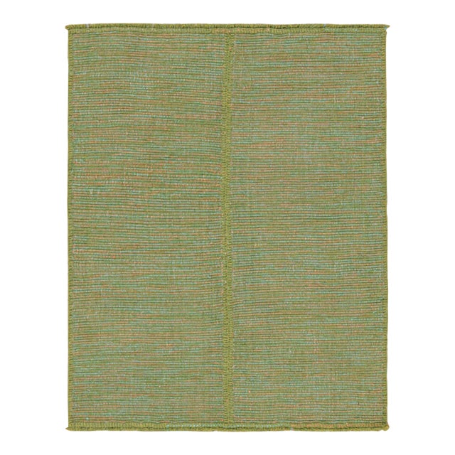 2010s Rug & Kilim’s Contemporary Kilim Rug in Green With Teal and Pink Accents For Sale