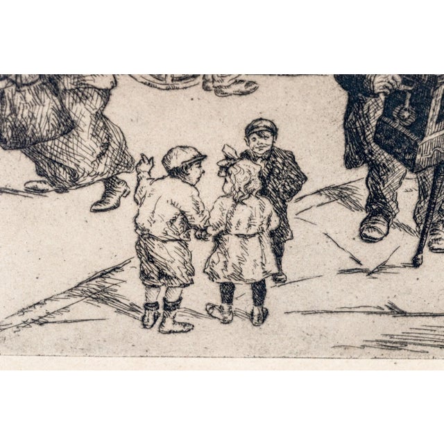 Abraham Phillips Signed Etching Organ Grinder Street Scene 1925 For Sale - Image 13 of 14