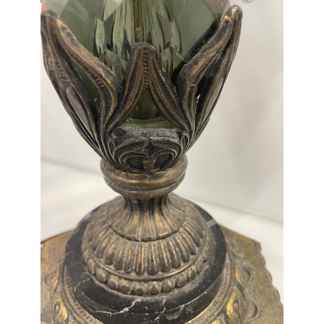 Vintage Hollywood Regency Black Crystal Table Lamp For Sale - Image 4 of 12