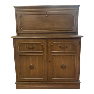 Vintage Bar Cabinet With Mirrored Back and Formica Bar Top For Sale