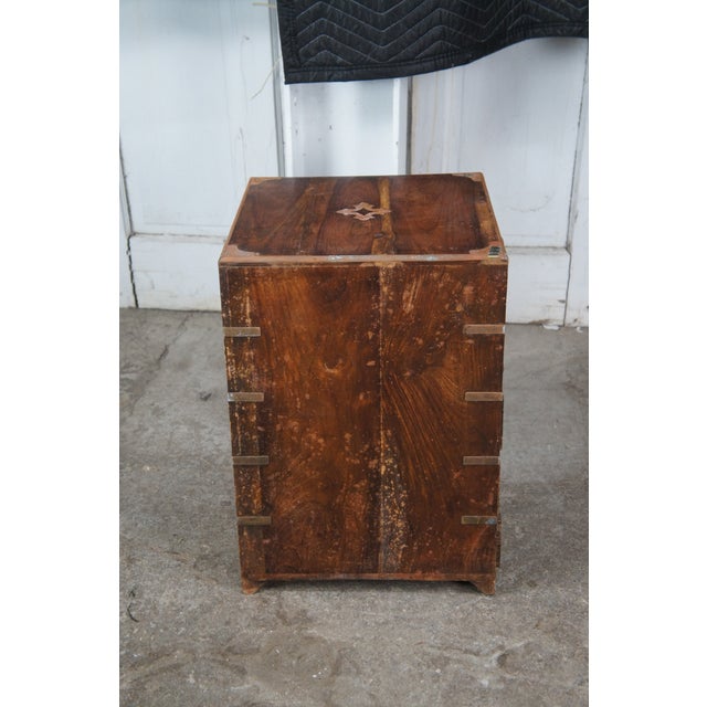 Antique English Campaign Anglo Indian Teak Brass Inlay Military Chest of Drawers For Sale - Image 11 of 11