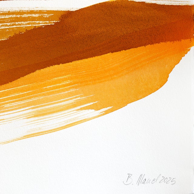 Golden Hour Landscape 2 - Original Expressionist Landscape Ink Painting on French Linen Paper by Bettina Mauel For Sale In Los Angeles - Image 6 of 6