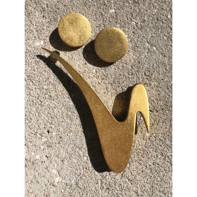 Art Deco 1980s Earring and Brooch Set - Set of 3 For Sale - Image 3 of 5