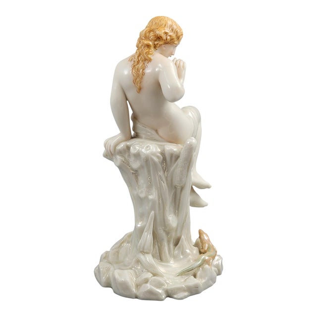 Iridescent Porcelain Sculpture of a Maiden and Lizard from Royal Worcester, 1870 For Sale - Image 5 of 13