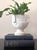 Traditional Vintage Concrete Pedestal Urn Planters – Greek Key Grapevine Garden Jardinières - A Pair For Sale - Image 3 of 12