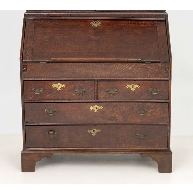 English George III Oak Bureau Bookcase, 19th Century For Sale - Image 3 of 9