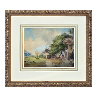 Late 19th Century Swiss Farm Scene Landscape For Sale