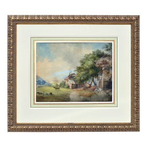 Late 19th Century Swiss Farm Scene Landscape