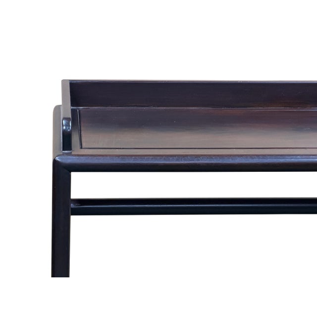 Natural Wood Dark Brown Minimalistic Slim Legs Console Foyer Side Table For Sale - Image 14 of 14