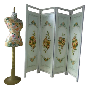 Art Deco Room Divider & Mannequin, 1920s, Set of 2