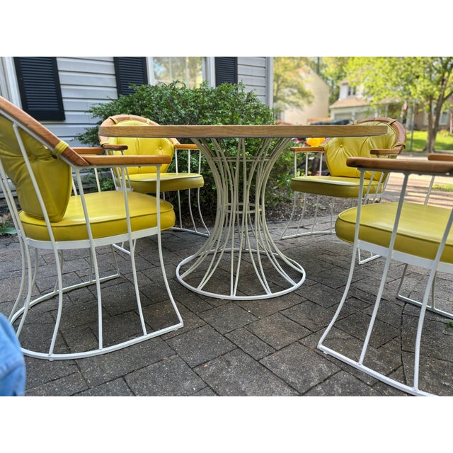 1960s Max Stout Sculptural Wrought Iron Patio Dining Set – Round Table + 4 Hoop Chairs, Atomic Modern For Sale - Image 11 of 14