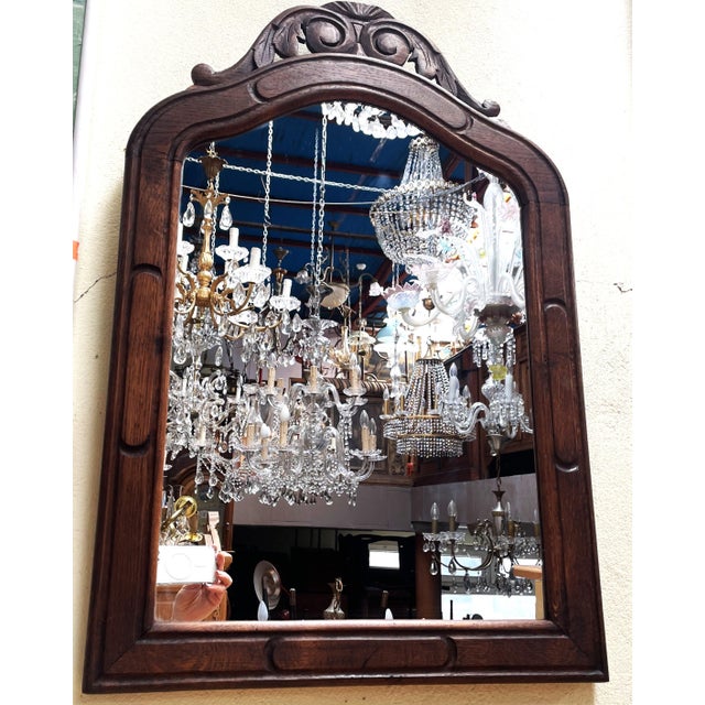 Neo-Baroque Mirror in Oak Frame with Wave Pattern, 1930s For Sale - Image 11 of 12