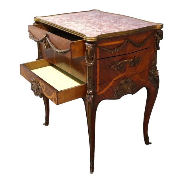 Linke Inspired French Marquetry Marble Top Table With Bronze Mounts 19thC For Sale - Image 17 of 17