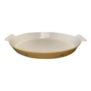 Vintage Dru Holland Yellow Tulip Enamelware Casserole For Sale