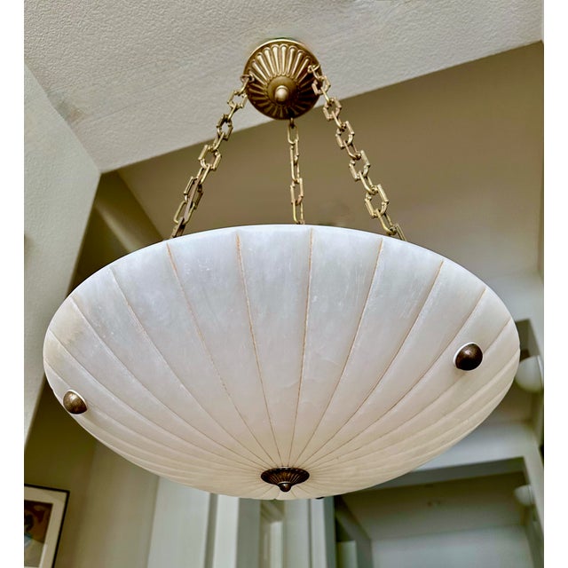Late 20th Century Directoire Style French Alabaster Pendant Chandelier For Sale - Image 17 of 17