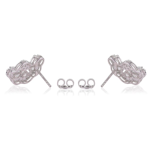 Not Yet Made - Made To Order Contemporary Openwork Radiant Moissanite Cluster Stud Earrings, 2 Pieces For Sale - Image 5 of 12