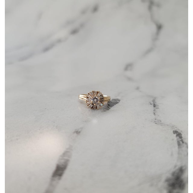 Contemporary One Carat Diamond Halo Ring, Size 9 For Sale - Image 3 of 4