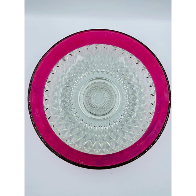 Mid-Century Modern Mid 20th Century Ruby Red Diamond Point Punch Set- 13 Pieces For Sale - Image 3 of 13