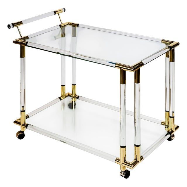 Metal Mid-Century Modern Italian Acrylic Glass Serving Bar Cart, 1980s For Sale - Image 7 of 7
