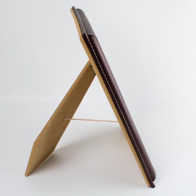 Mid-Century Modern Modernist Maroon Leather Picture Frame, France For Sale - Image 3 of 8