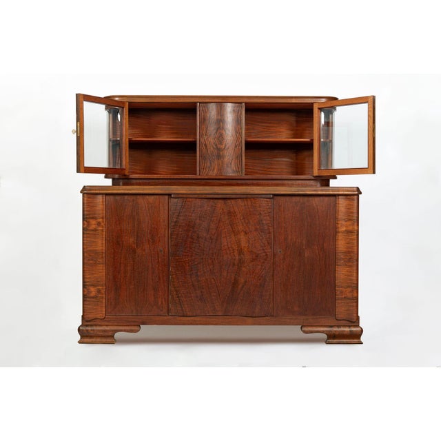 Art Deco Art Deco Figured Walnut Sideboard Buffet or Bar Cabinet With Vitrine, Circa 1930 For Sale - Image 3 of 18