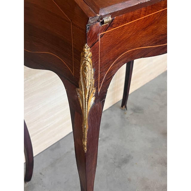 Antique Chippendale Style Walnut Drop Front Secretary Ladies Writing Desk For Sale - Image 14 of 18