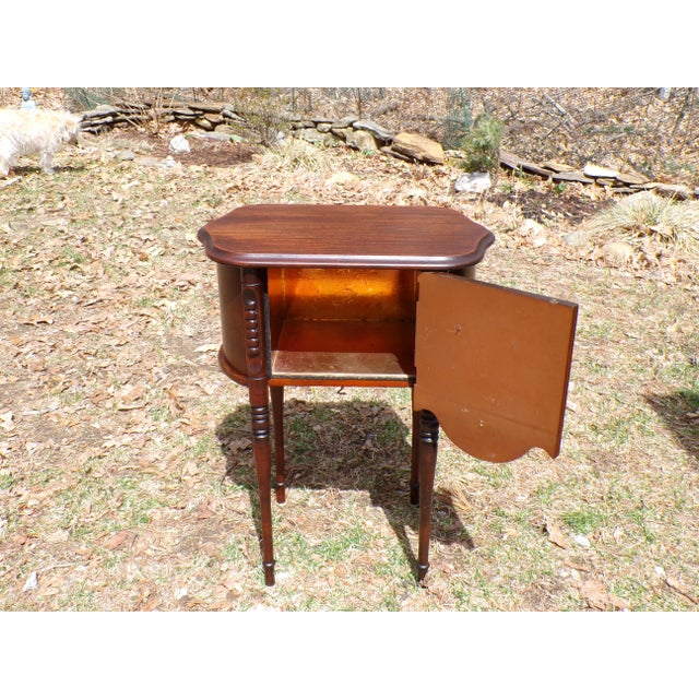 Vintage Mahogany French Style Tobacco Humidor Cabinet Smoke Stand Bedside Table For Sale - Image 11 of 12