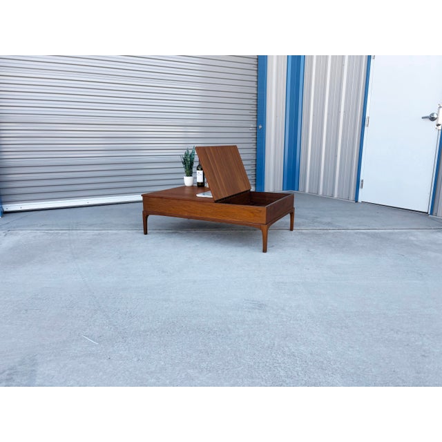 Wood Mid-Century Modern “Rythm” Walnut Coffee Table With Storage by Lane Furniture For Sale - Image 7 of 12