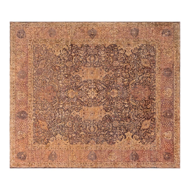 Early 20th Century Indian Chocolate Brown Handmade Wool Carpet For Sale
