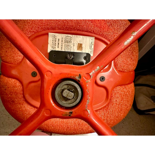 1970s 1970s Hannah and Morrison for Knoll Orange Enamel and Tweed Fabric Swivel Propeller Desk Chair For Sale - Image 5 of 6