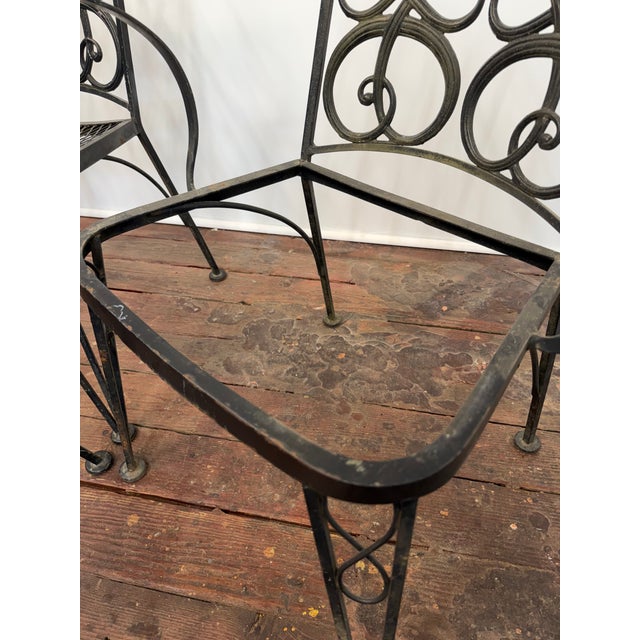 Black Elegant Woodard Iron Patio Dining Chairs, Set of Six For Sale - Image 8 of 12