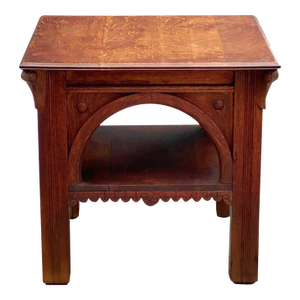 Antique Victorian Tiger Oak Parlor Table Attributed to Thomas Brooks of New York City
