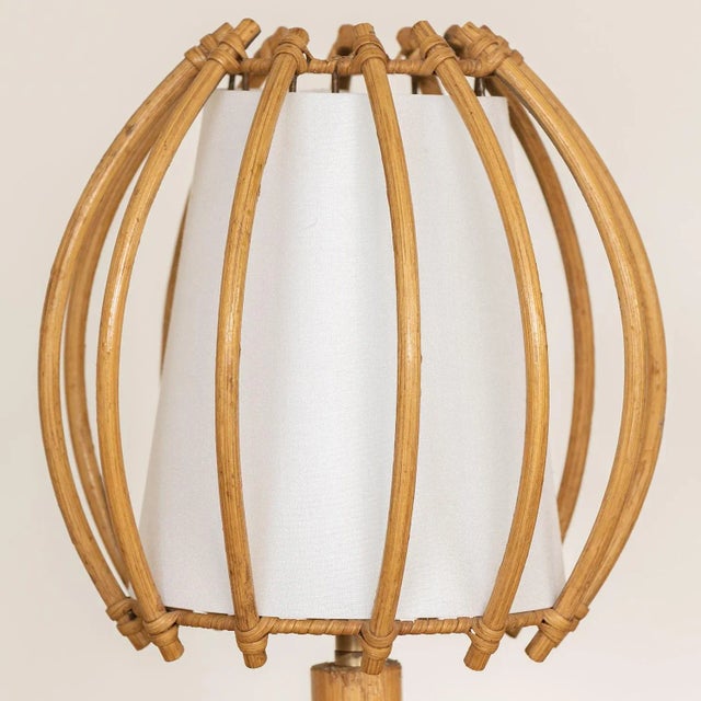 1960s 1960s French Rattan Orb Table Lamp For Sale - Image 5 of 9