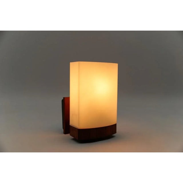 Teak and Opaline Glass Wall Lamp from Kaiser Leuchten, 1960s For Sale - Image 4 of 12