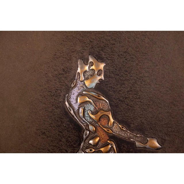 Joel Zaretsky Signed Contemporary Modernist Figurative Mixed Media Metallic Art For Sale - Image 4 of 7