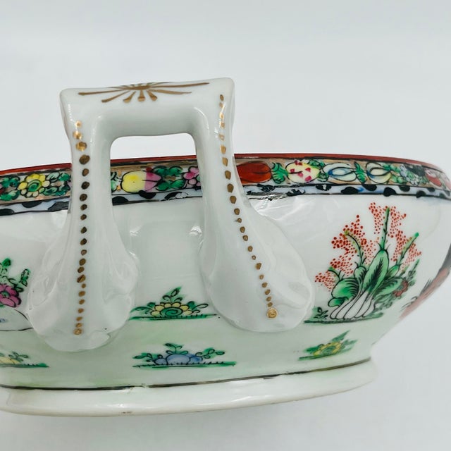White Vintage Chinoiserie Famille Rose Porcelain Covered Tureen Centerpiece - Rooster and Bok Choy Cabbage For Sale - Image 8 of 16