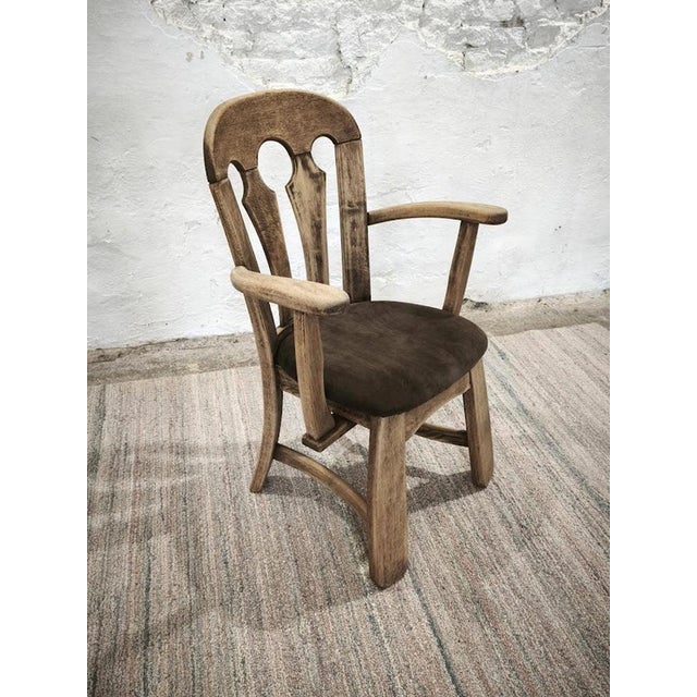 Dutch Brutalist Oak Armchair with Leather Seat, 1970s For Sale - Image 15 of 16