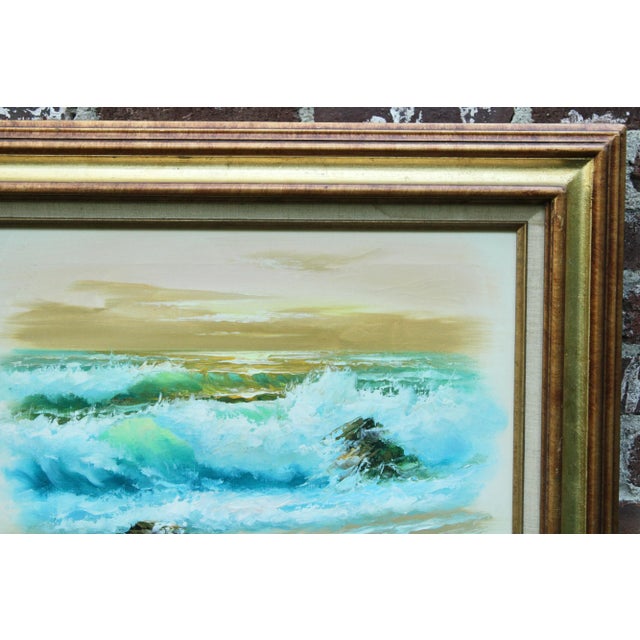 Vintage Beach Seascape Original Oil Painting For Sale In Tulsa - Image 6 of 13