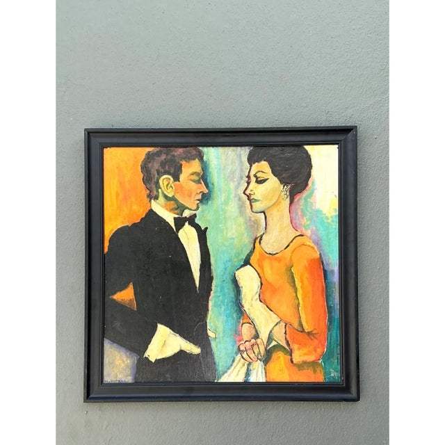 Wood Vintage Abstract Expressionist Figurative Painting For Sale - Image 7 of 13