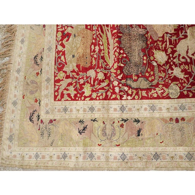 Red Galerie Shabab Collection Early 20th Century Turkish Kayseri Pictorial Rug For Sale - Image 8 of 10