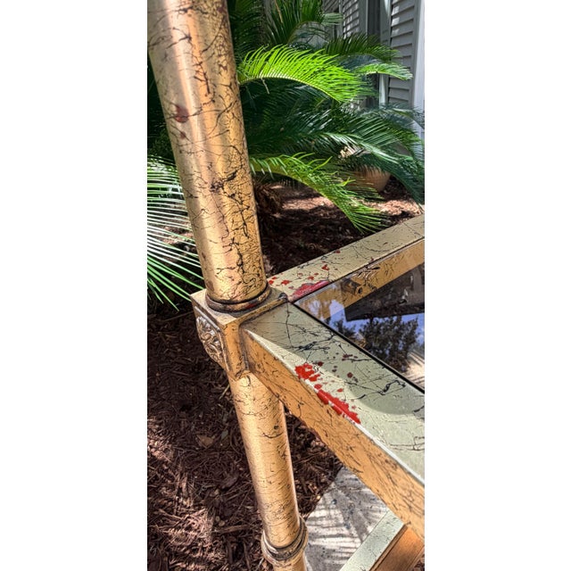 Vintage 1970s Italian Gold Gilt Hollywood Regency Faux-Bamboo Étagère For Sale - Image 10 of 18